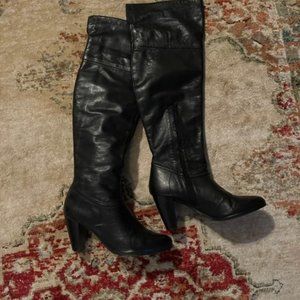 Knee high Leather boots-Black